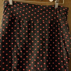 Stretch cotton blend pink polka dot mini skirt